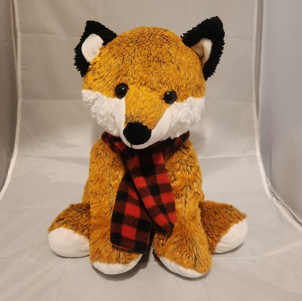 14” DanDee Fox wearing Plaid Scarf Plush Stuffed Animal